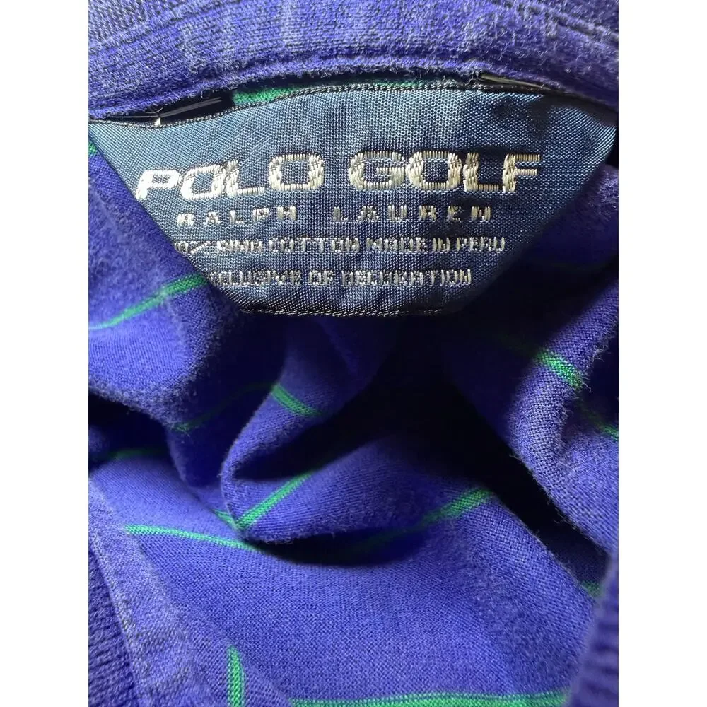 Polo Golf Ralph Lauren Blue Green Striped Polo Shirt, Golf Casual, Men's XL